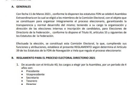 Reglamento Elecciones Fedevela 2021